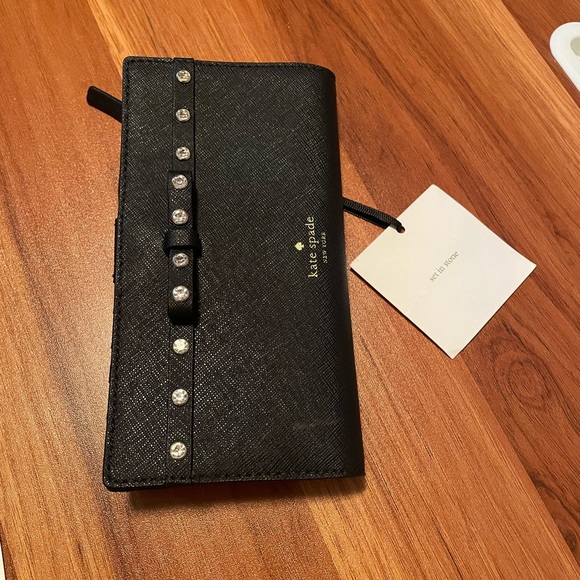 Kate Spade Laurel Way Jeweled black leather wallet - Picture 2 of 9